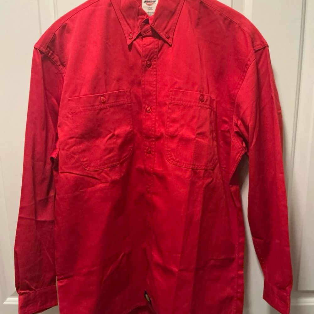 Dickies Long Sleeve Work Button-Up Shirt w/Pockets Red Size L NWTs
